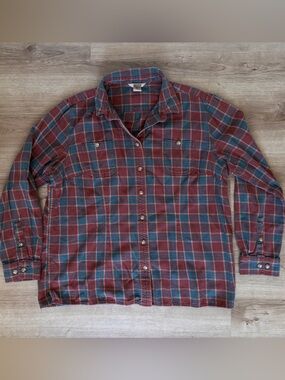 Duluth Trading Co. Plaid Flannel Shirt Women’s XL Red & Blue Cotton Button-Up